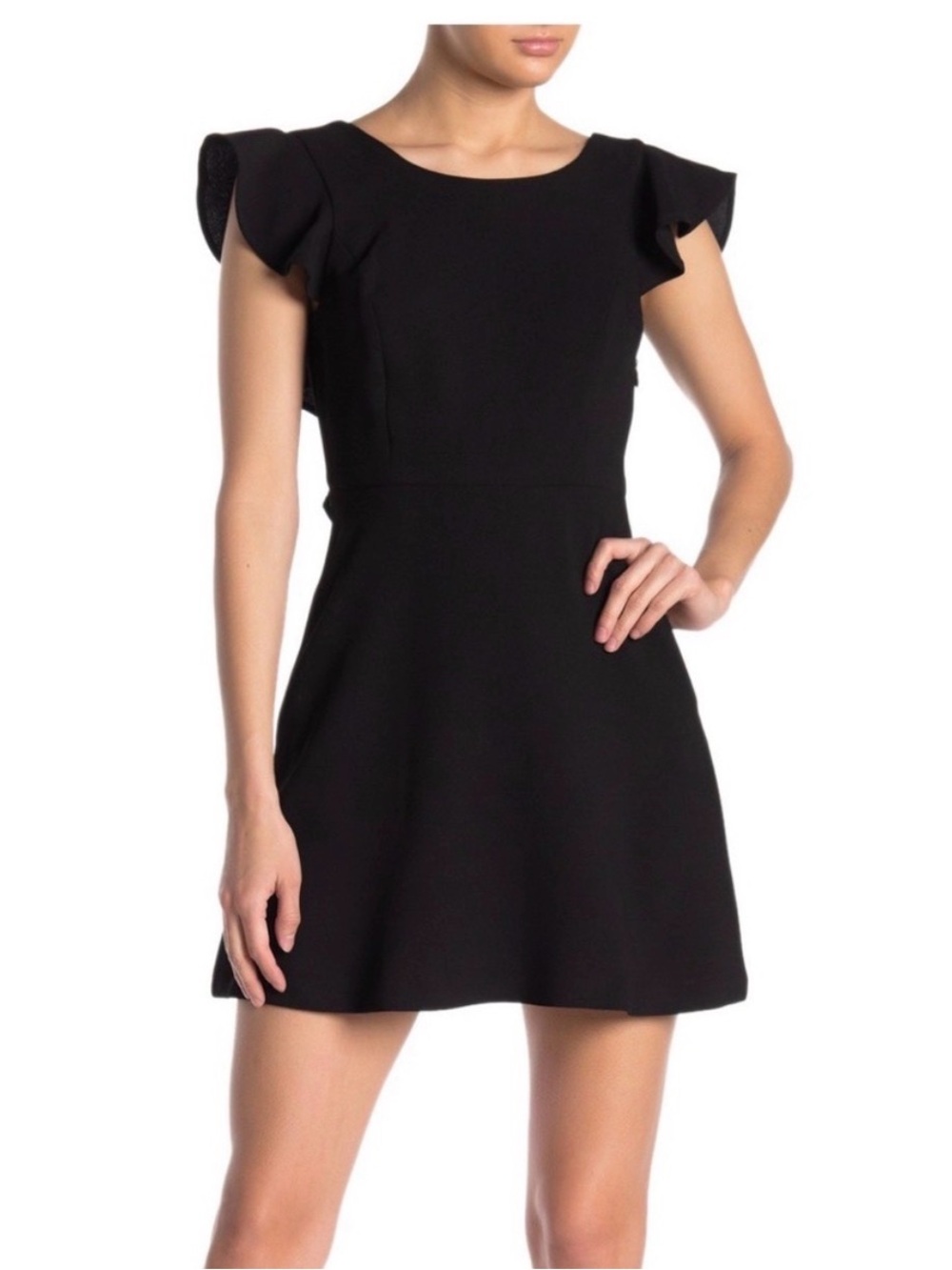 BCBGeneration Black Mini Dress with Ruffle Sleeves